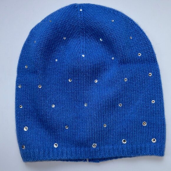 NWT Carolyn Rowan Accessories Slouchy Cashmere & Crystal Beanie - Picture 2 of 8